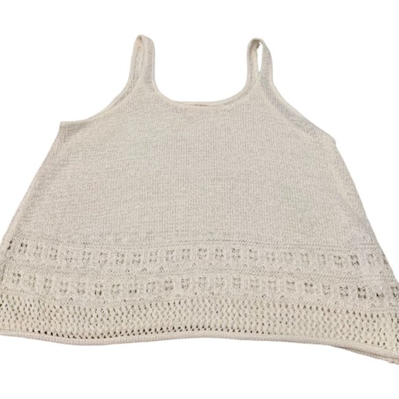 Band of Gypsies Cream Ivory Pointelle Sleeveless Top XL - Picture 3 of 6